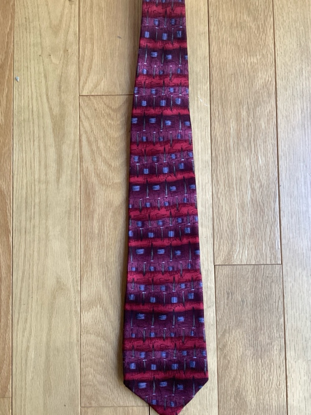 J. Garcia Collection 15 "Tree" Silk Tie Burgundy Plum Abstract Art
